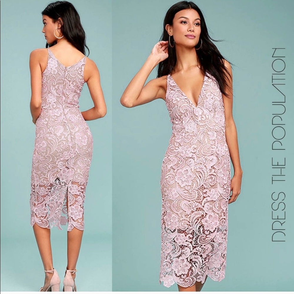 NWT: DRESS THE POPULATION ‘Marie’ Lace Dress